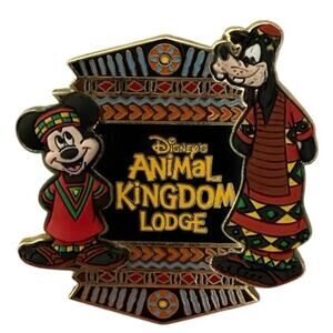 Disney Pin WDW Animal Kingdom Lodge Mickey Mouse Goofy hotel on property